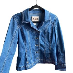 Vintage Denim‎ Jean Jacket Shirt Medium Western Cowgirl Festival 70s Hippie Boho